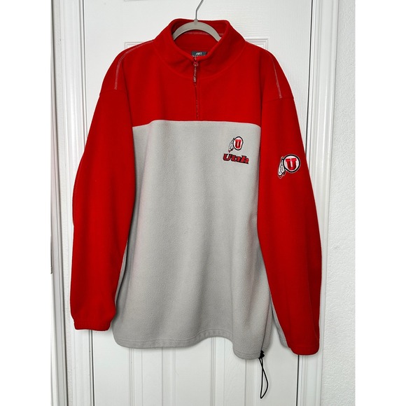 Active Faith Other - Utah Utes Red Gray Embroidered Active Fleece Quarter Zip Pullover Mens XL